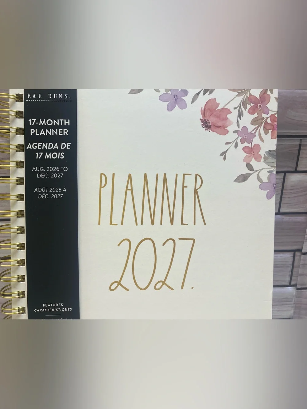 Rae Dunn❤️   “2027.”Flowers L size 17-month Planner NEW